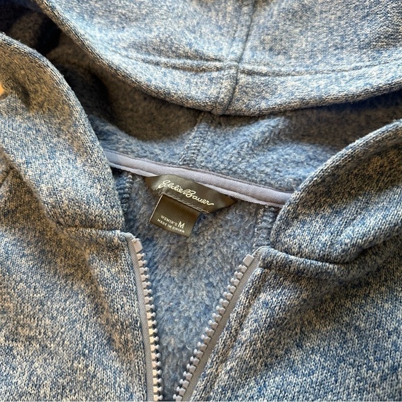 Eddie Bauer Fleece Full Zip Hooded Jacket Blue Women's Size Medium M Soft Knit - Picture 6 of 8
